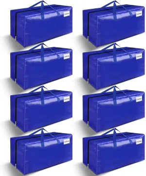 BlissTotes Moving Bags, Heavy Duty Moving Supplies & Storage Bags, Extra Large Packing Bags, Boxes with Tag Pockets, Collapsible Fold Flat Storage Totes, Alternative to Box and Bin, 93L, 8 Packs