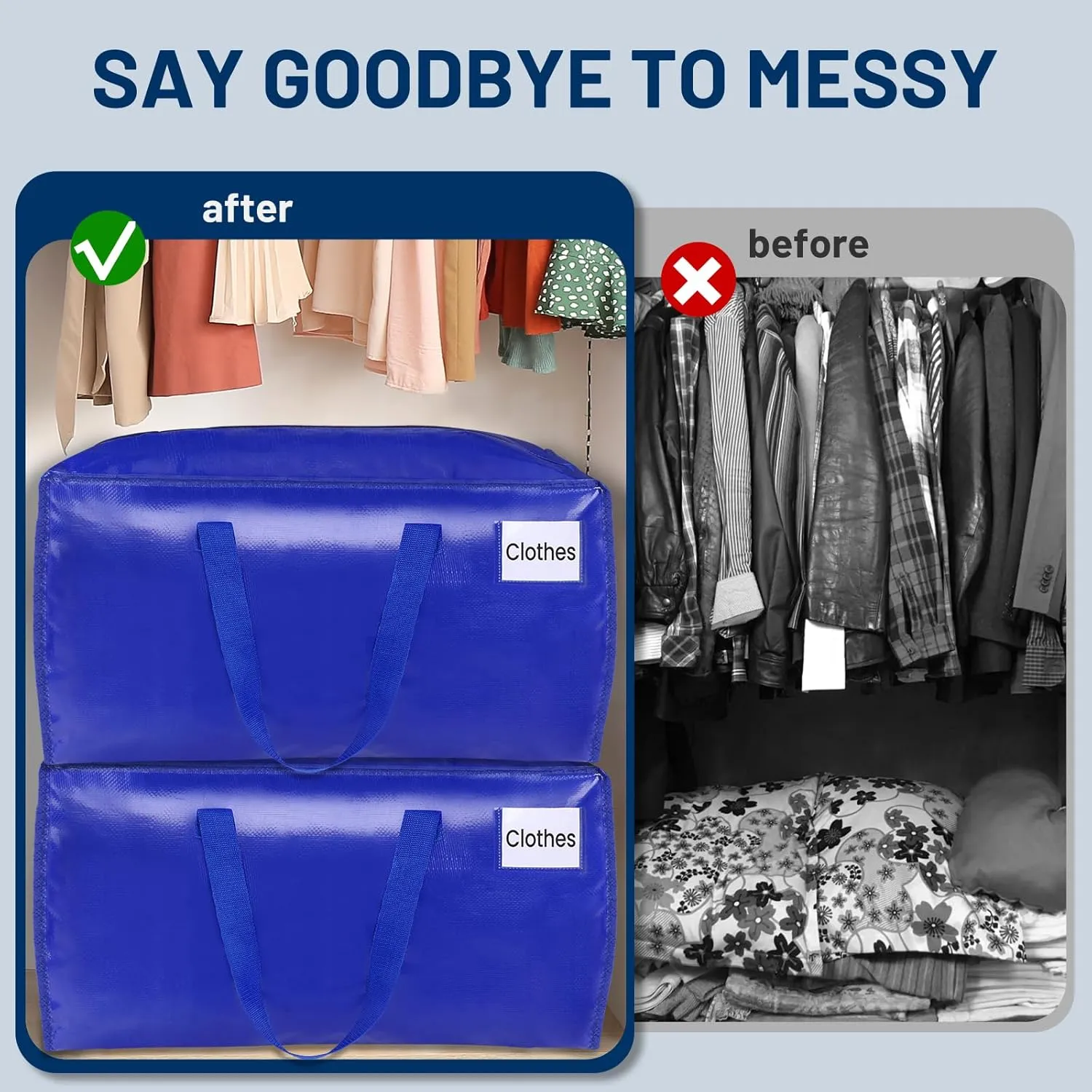 BlissTotes Moving Bags, Heavy Duty Moving Supplies & Storage Bags, Extra Large Packing Bags, Boxes with Tag Pockets, Collapsible Fold Flat Storage Totes, Alternative to Box and Bin, 93L, 8 Packs