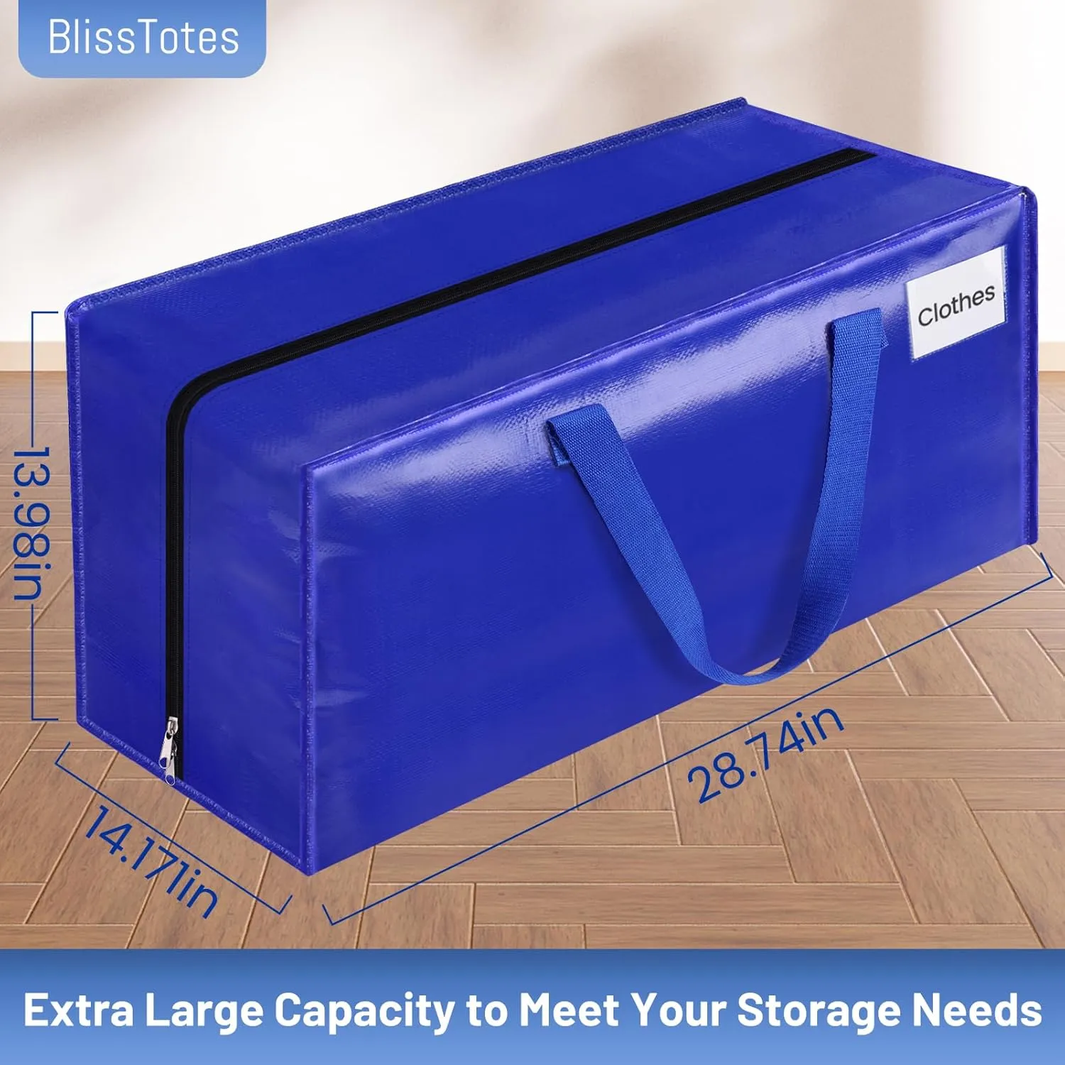 BlissTotes Moving Bags, Heavy Duty Moving Supplies & Storage Bags, Extra Large Packing Bags, Boxes with Tag Pockets, Collapsible Fold Flat Storage Totes, Alternative to Box and Bin, 93L, 8 Packs