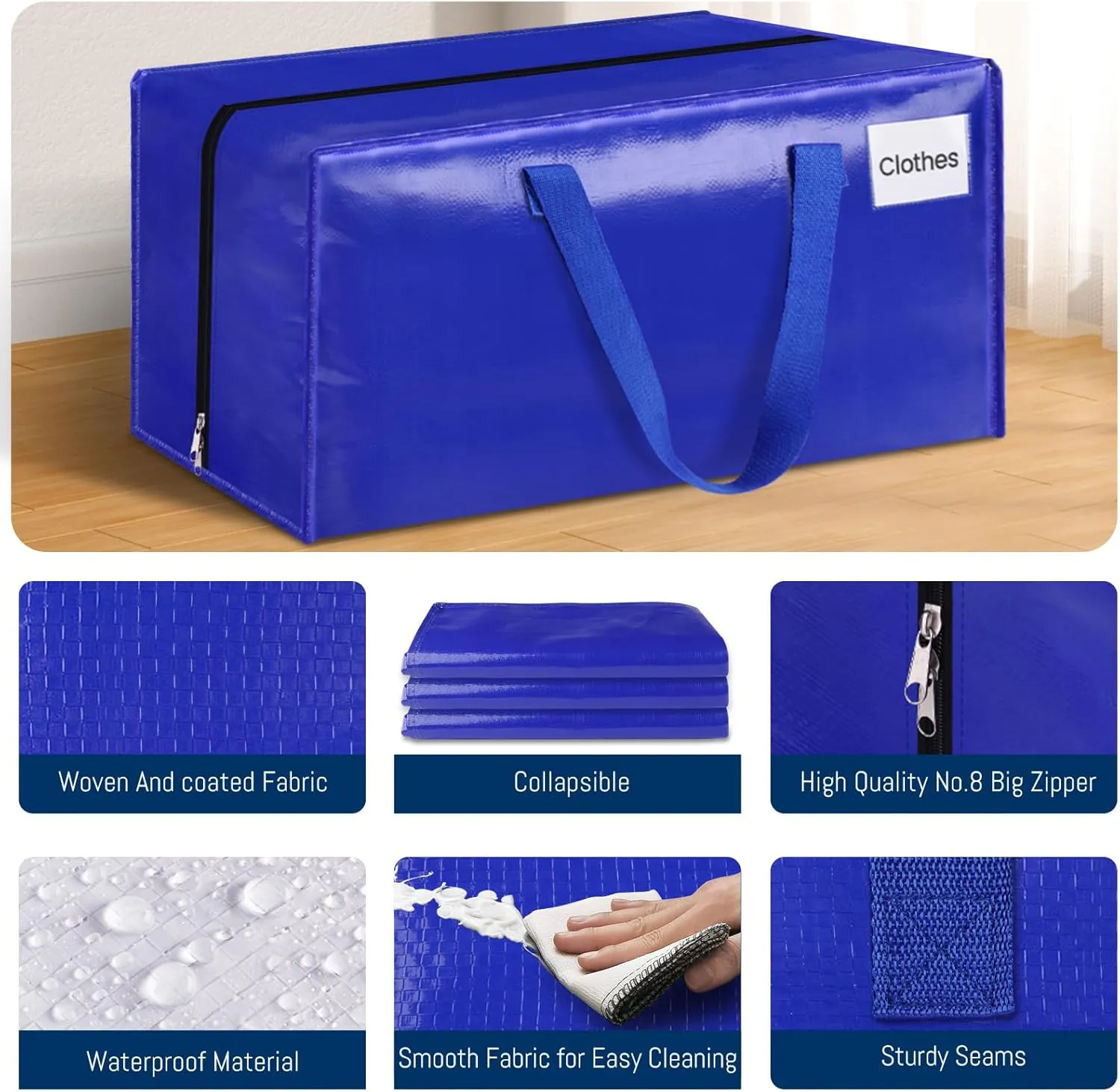BlissTotes Moving Bags, Heavy Duty Moving Supplies & Storage Bags, Extra Large Packing Bags, Boxes with Tag Pockets, Collapsible Fold Flat Storage Totes, Alternative to Box and Bin, 93L, 8 Packs