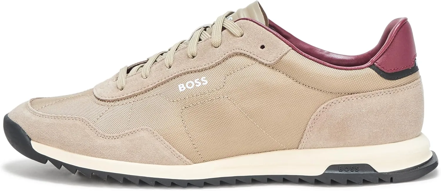 BOSS Men's Zayn Low Profile Suede Leather Two Tone Sneaker