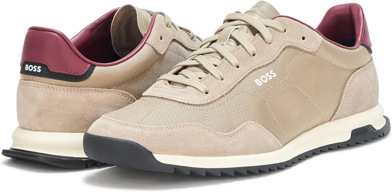 BOSS Men's Zayn Low Profile Suede Leather Two Tone Sneaker