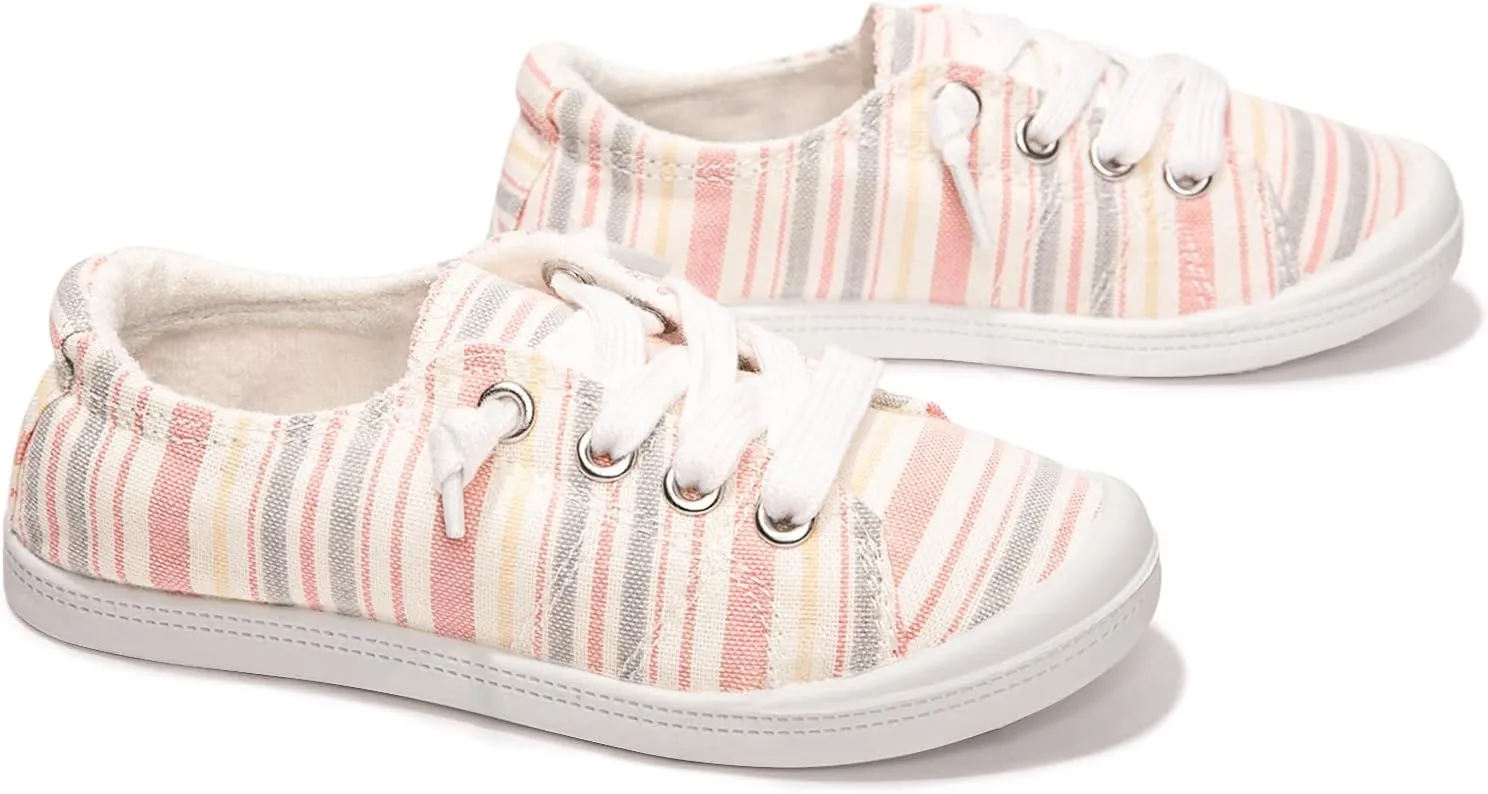 Boy and Girl Slip on Canvas Sneaker, Kids Low Top Casual Fashion Shoes, Comfy Lace up Walking Shoes