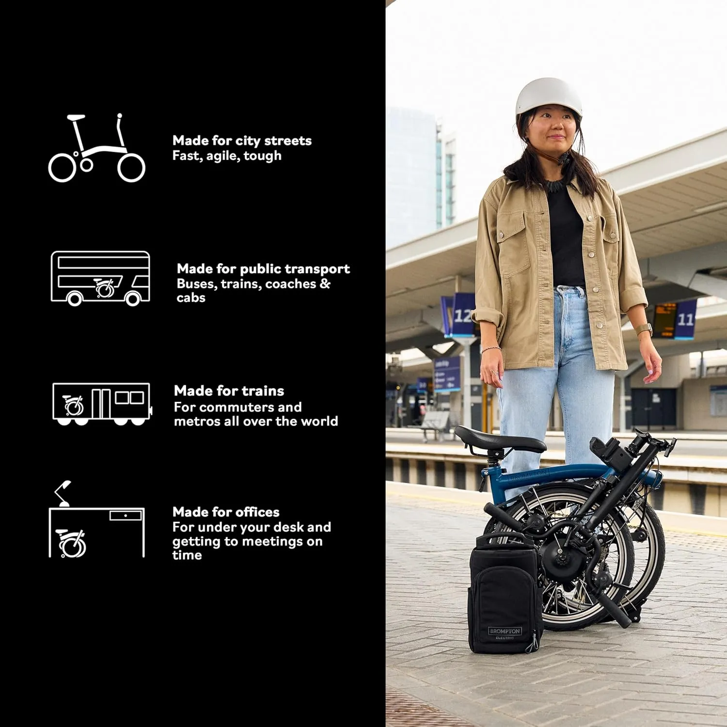 Brompton Electric Folding Bike for Adults C Line 4-Speed | Compact, Lightweight, Pedal-Assist Commuter E-Bike