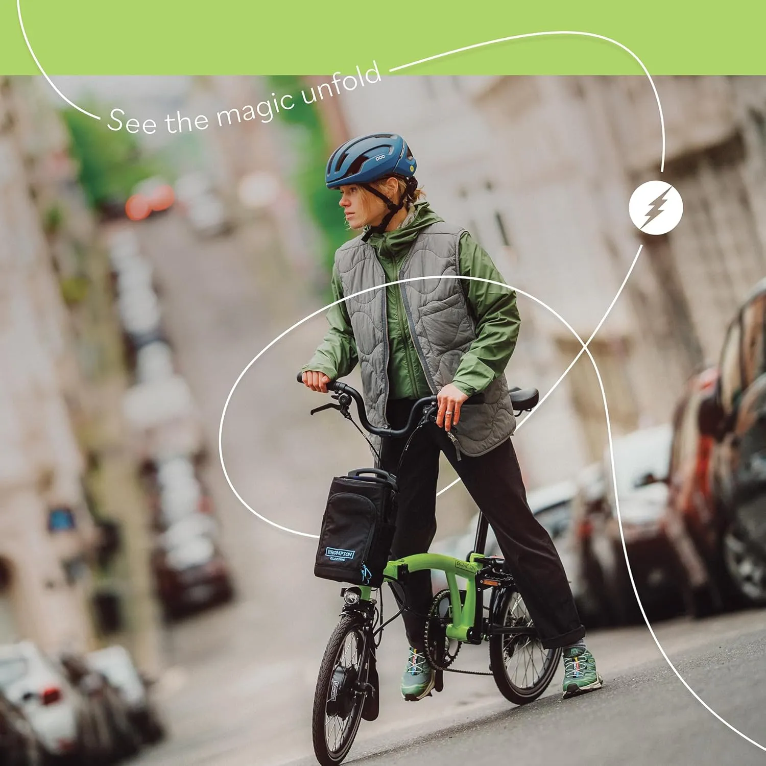 Brompton Electric Folding Bike for Adults C Line 4-Speed | Compact, Lightweight, Pedal-Assist Commuter E-Bike