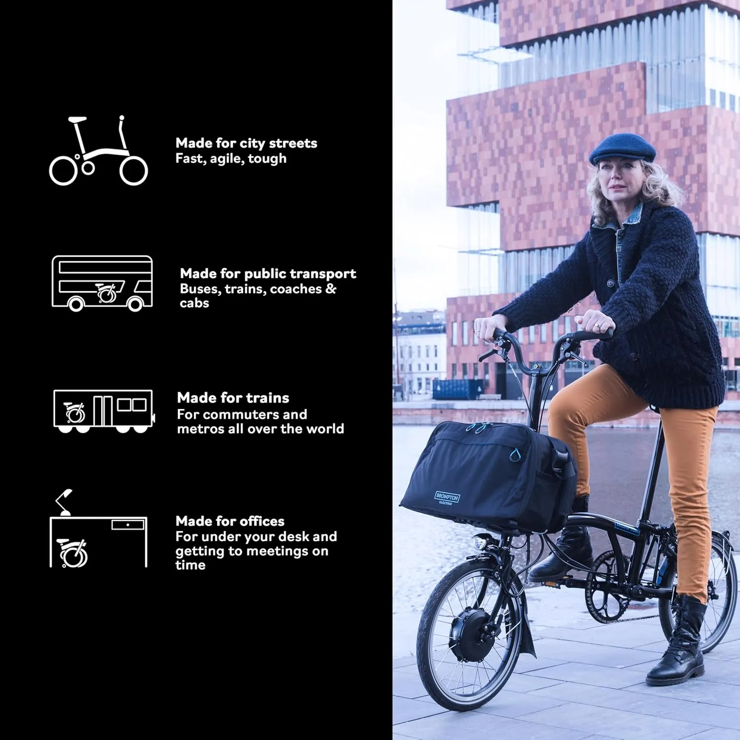 Brompton Electric Folding Bike for Adults C Line 4-Speed | Compact, Lightweight, Pedal-Assist Commuter E-Bike