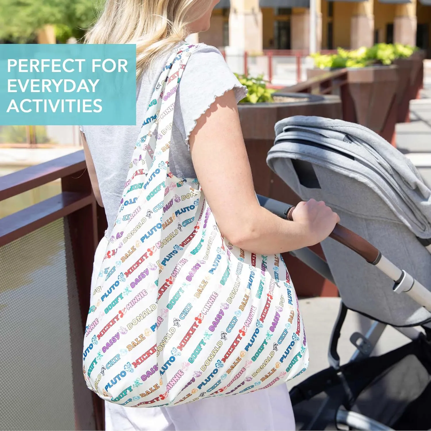 Bumkins Reusable Grocery Shopping Tote Bag for Women, Large Boho Style with Handles, Foldable, Washable, Shoulder Straps