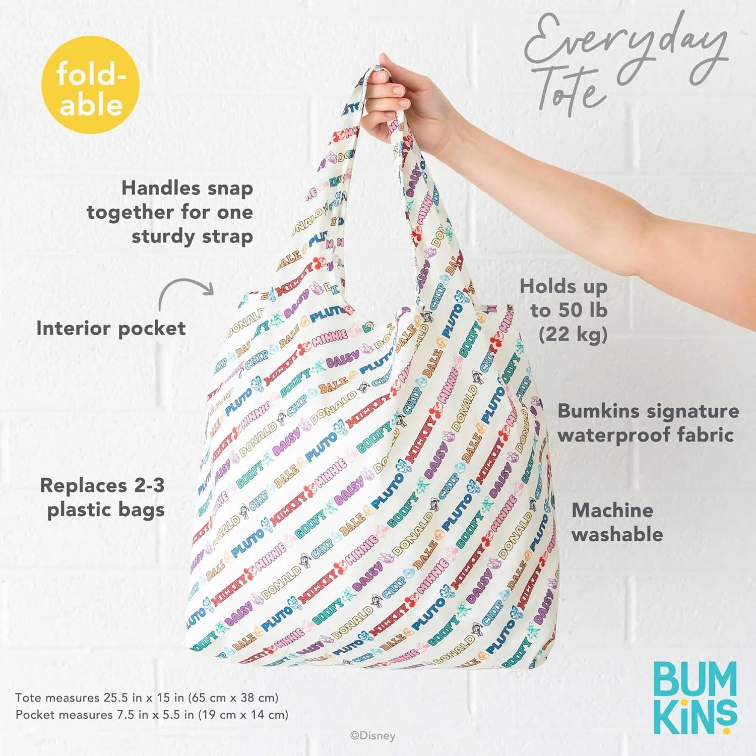 Bumkins Reusable Grocery Shopping Tote Bag for Women, Large Boho Style with Handles, Foldable, Washable, Shoulder Straps