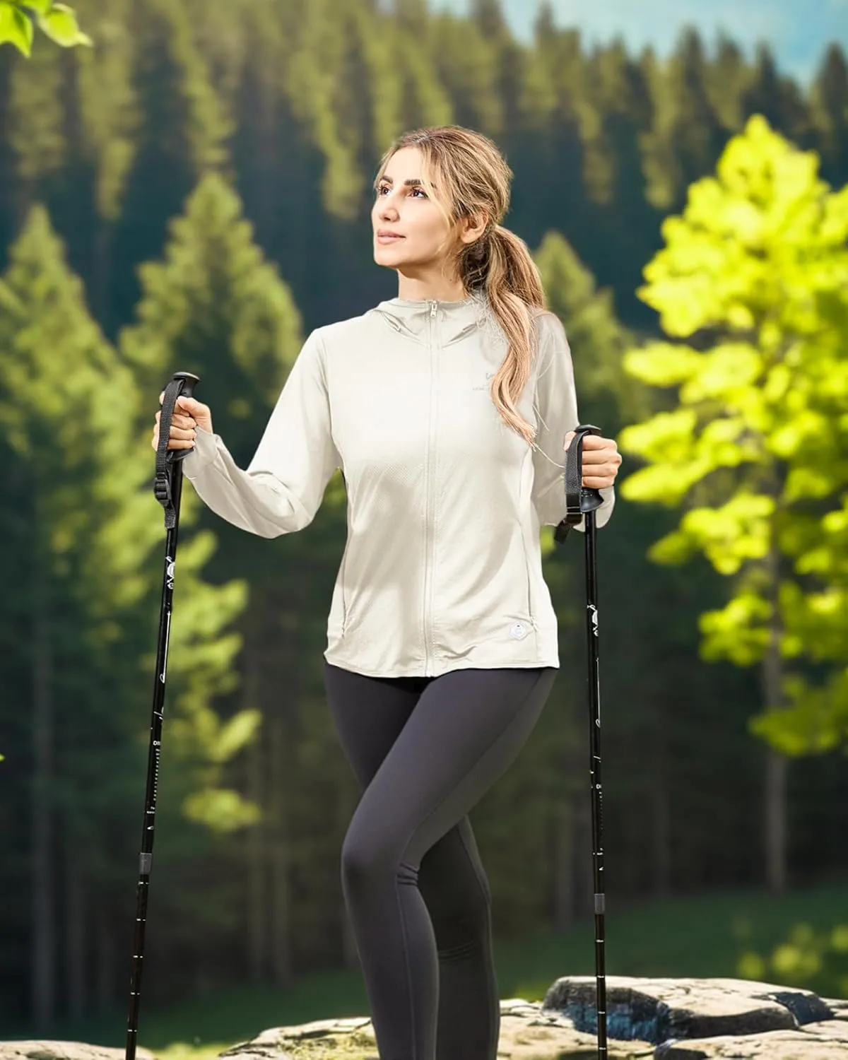 CAMELSPORTS Women UPF 50  Athletic Jacket Sun Protection Long Sleeve Hiking Shirts Lightweight Outdoor Hoodie with Pocket