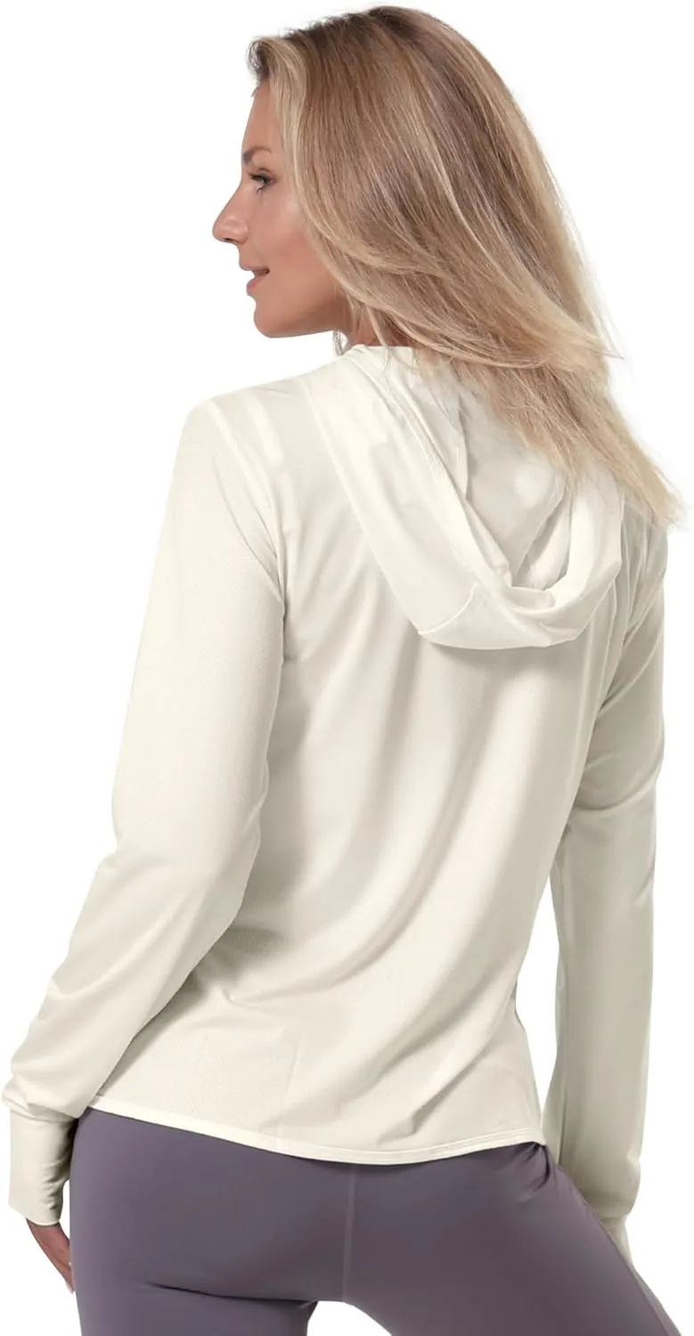 CAMELSPORTS Women UPF 50  Athletic Jacket Sun Protection Long Sleeve Hiking Shirts Lightweight Outdoor Hoodie with Pocket