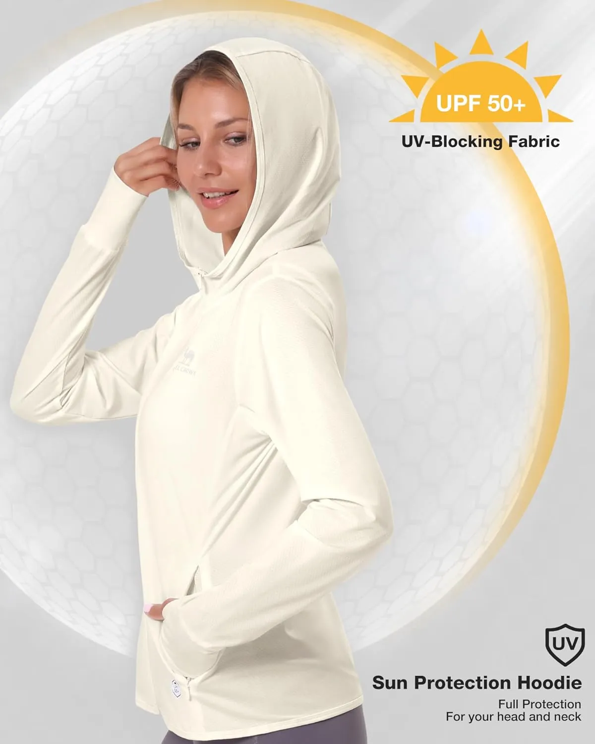 CAMELSPORTS Women UPF 50  Athletic Jacket Sun Protection Long Sleeve Hiking Shirts Lightweight Outdoor Hoodie with Pocket