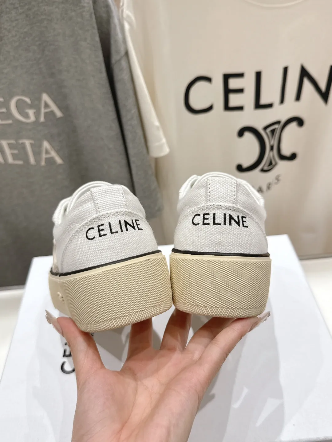 Canvas Celine 25C CELINE Trainer Discounted rates Sneaker Risk-free White 236763