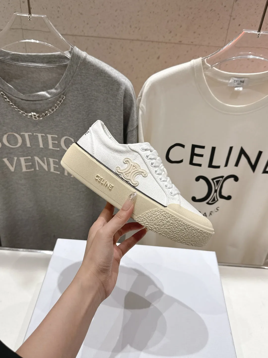 Canvas Celine 25C CELINE Trainer Discounted rates Sneaker Risk-free White 236763