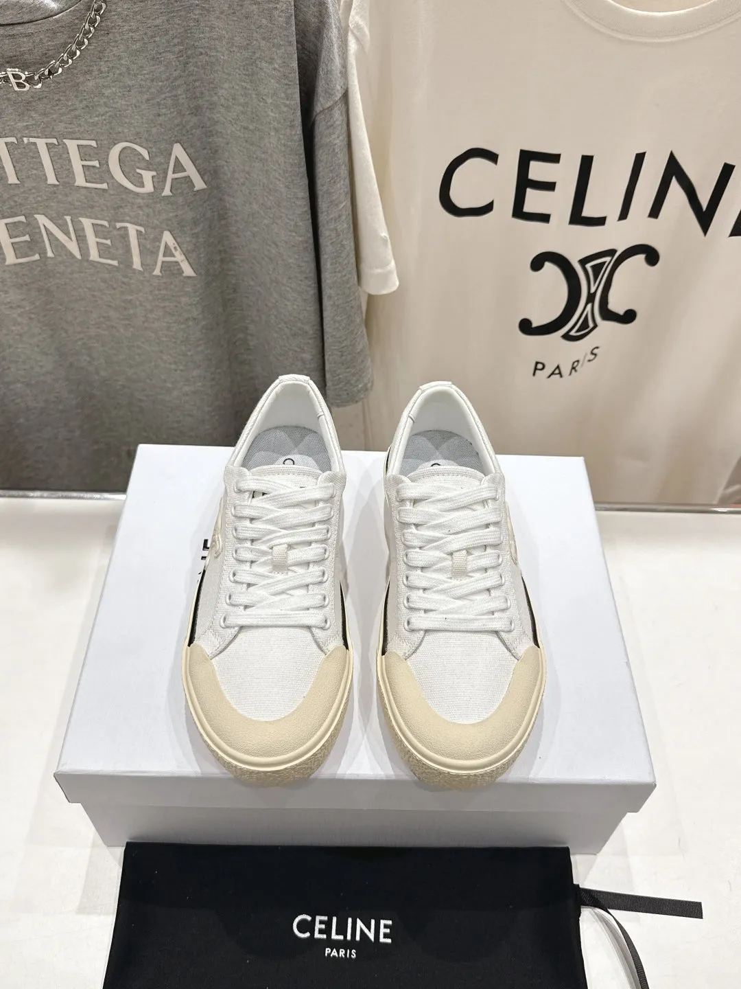 Canvas Celine 25C CELINE Trainer Discounted rates Sneaker Risk-free White 236763