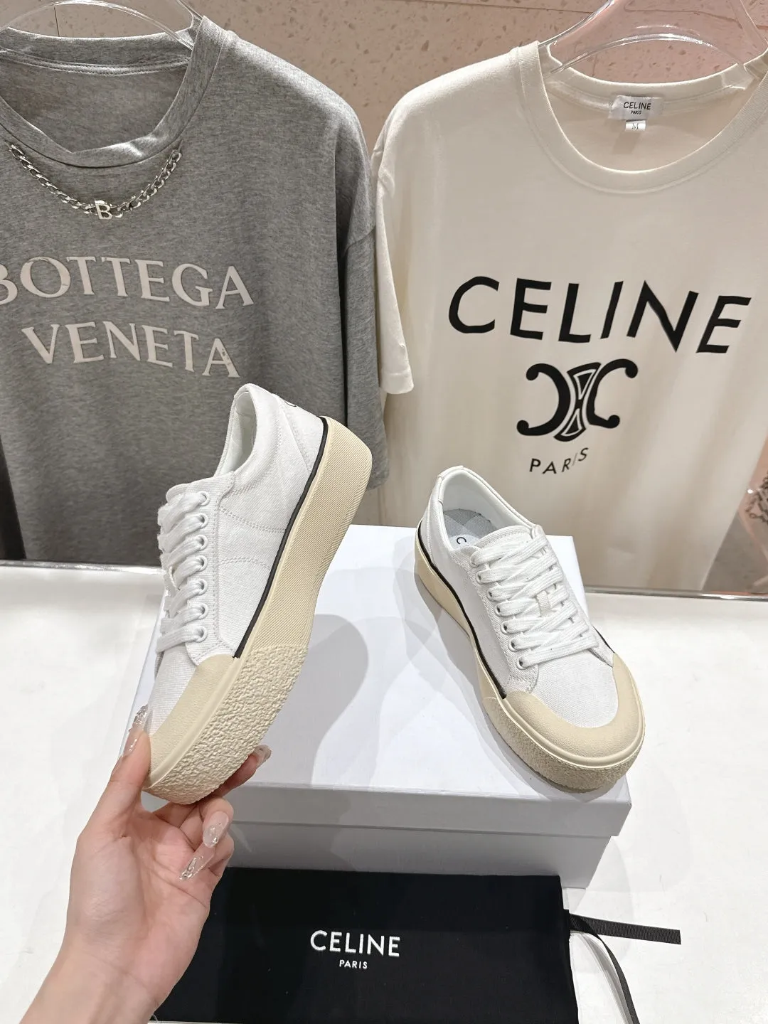 Canvas Celine 25C CELINE Trainer Discounted rates Sneaker Risk-free White 236763