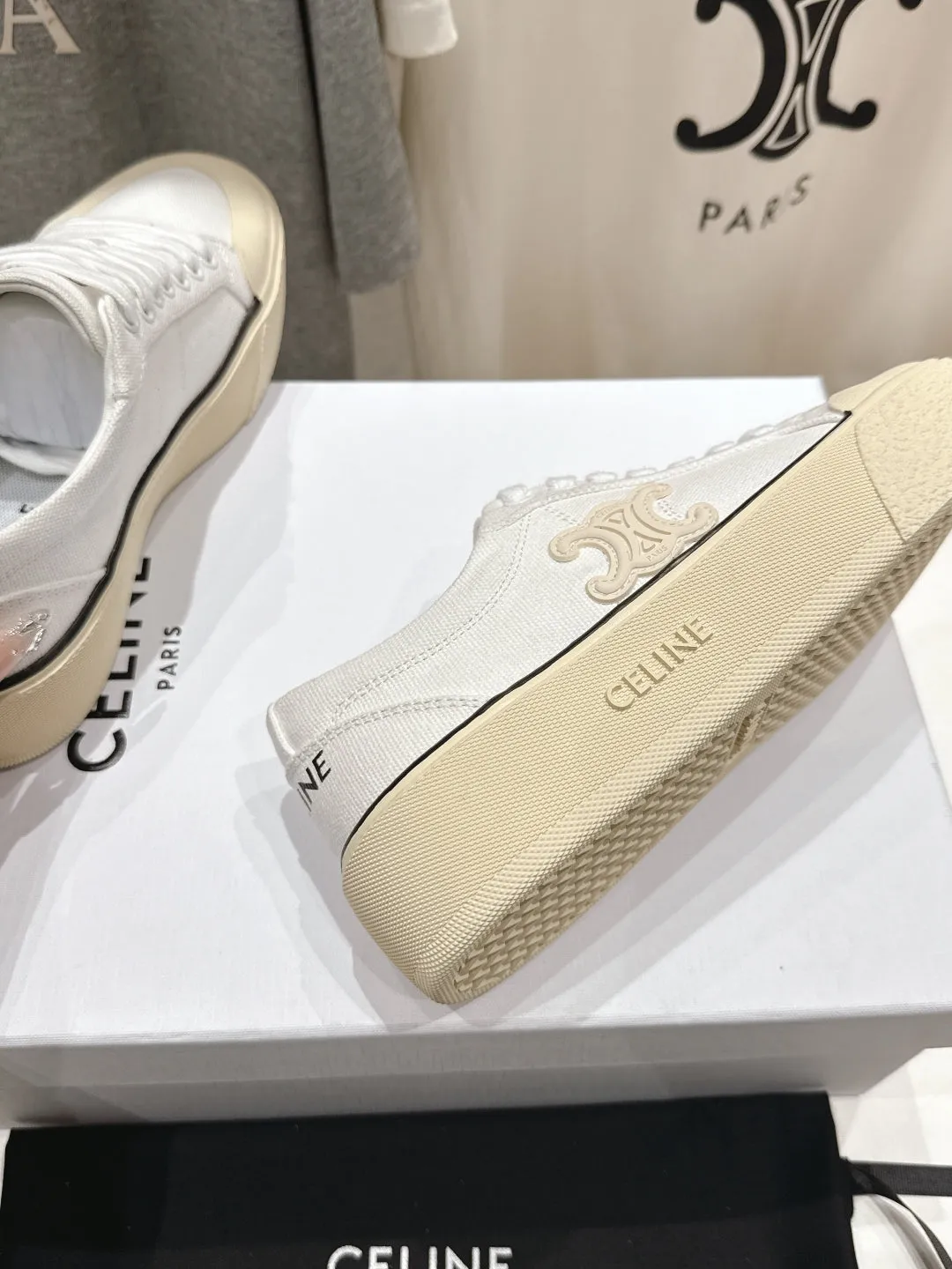 Canvas Celine 25C CELINE Trainer Discounted rates Sneaker Risk-free White 236763