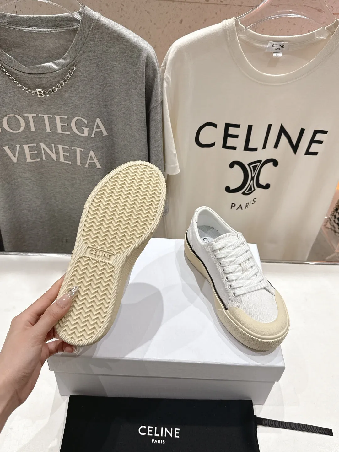 Canvas Celine 25C CELINE Trainer Discounted rates Sneaker Risk-free White 236763