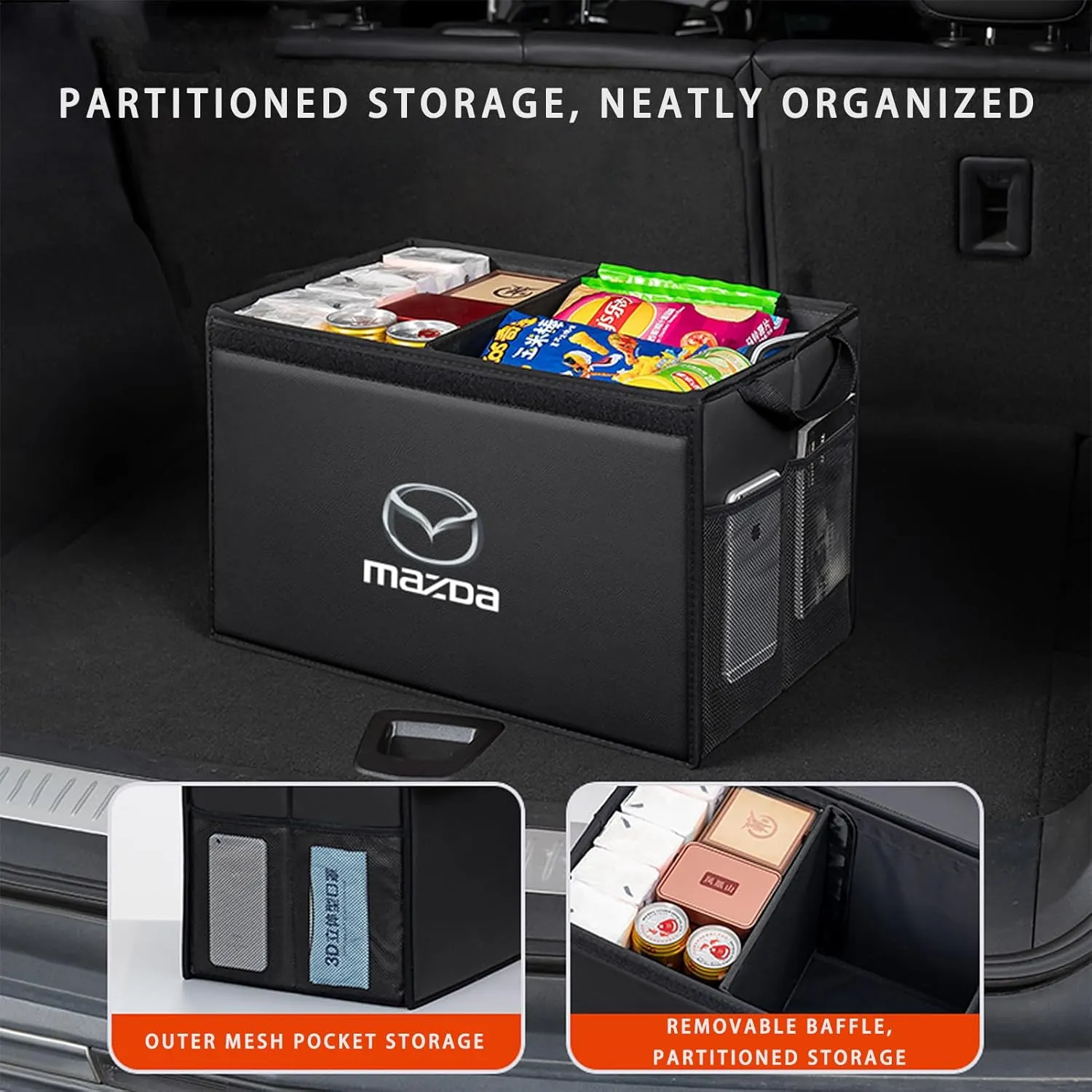 Car Trunk Organizer for Mazda 6 Sedan GL 2016-2018 Thickened Car Boot Tidy Storage Box Tailor-made Lidded Storage Bins for Home Car Outdoor Camping Travel,D