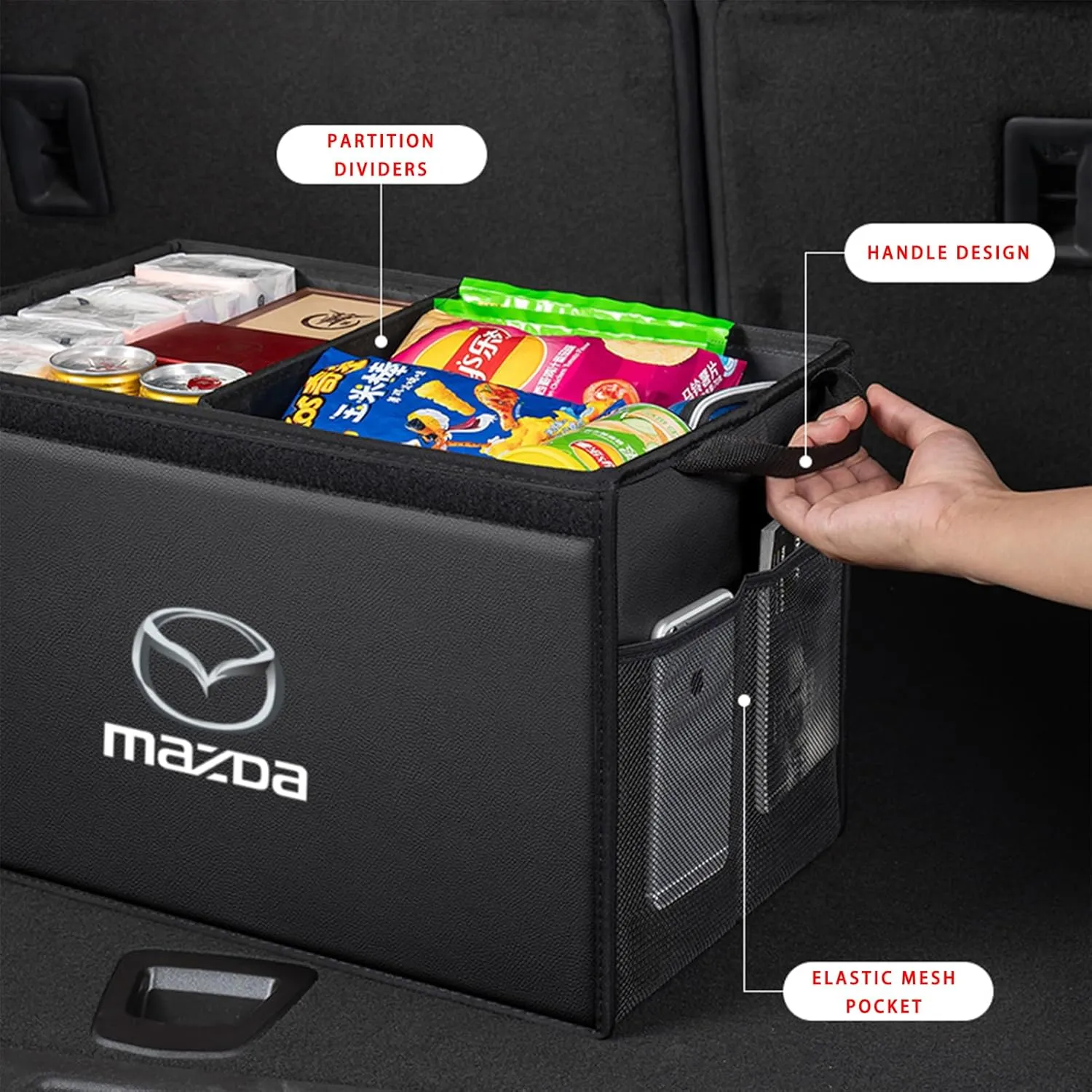 Car Trunk Organizer for Mazda 6 Sedan GL 2016-2018 Thickened Car Boot Tidy Storage Box Tailor-made Lidded Storage Bins for Home Car Outdoor Camping Travel,D