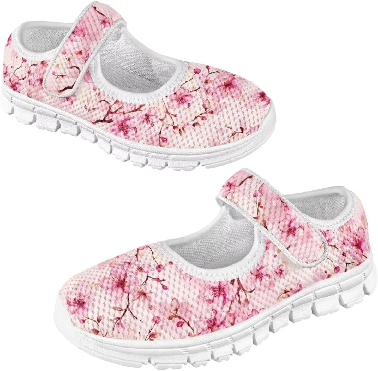 Cartoon Pink Print Girls Sneakers Mary Jane Shoes Dress Shoes for Toddler Lightweight Flat Shoes Anti-Slip School Uniform Shoes for Party,Travel