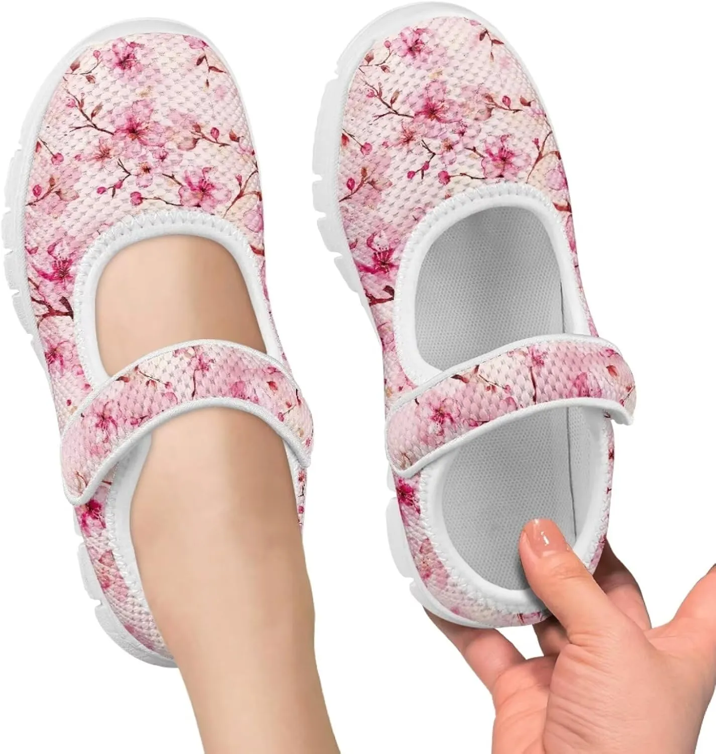 Cartoon Pink Print Girls Sneakers Mary Jane Shoes Dress Shoes for Toddler Lightweight Flat Shoes Anti-Slip School Uniform Shoes for Party,Travel