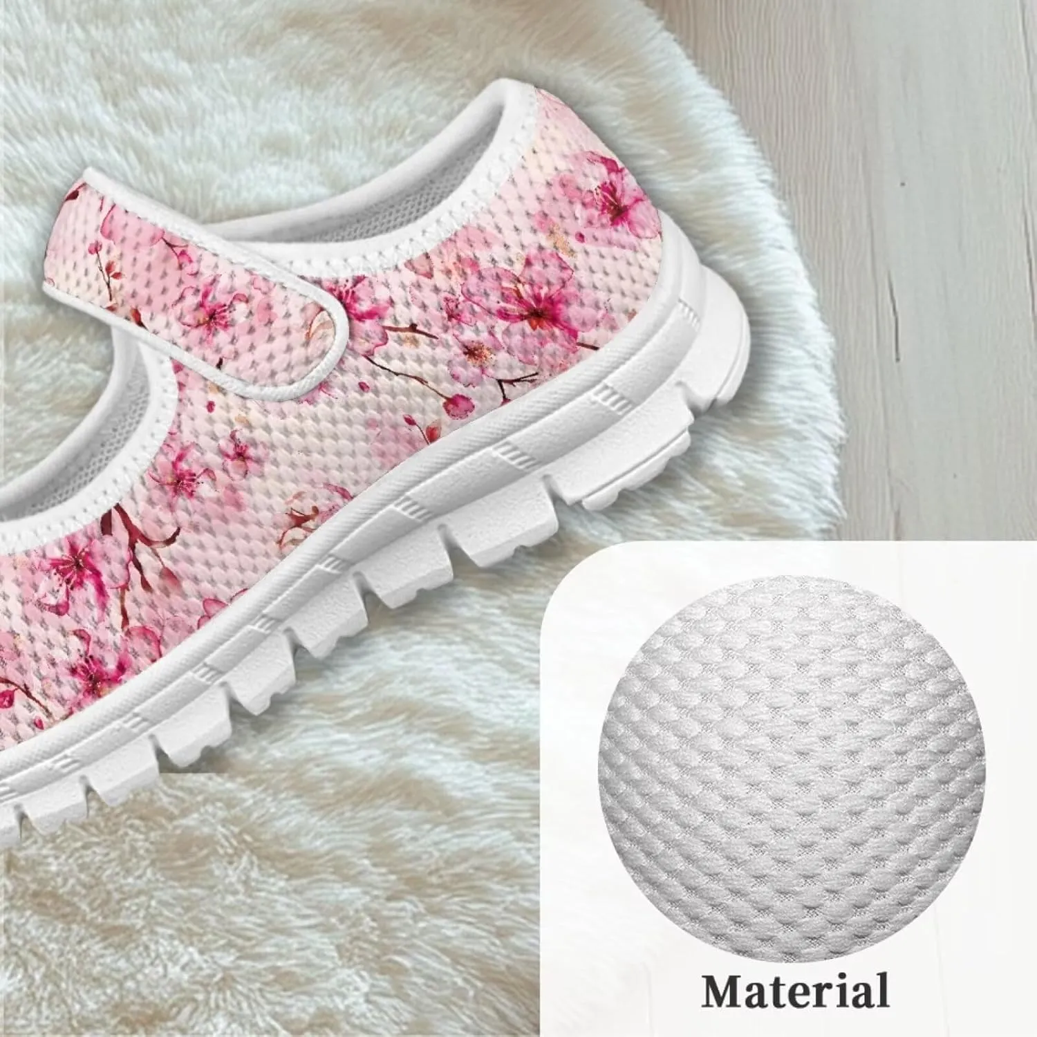 Cartoon Pink Print Girls Sneakers Mary Jane Shoes Dress Shoes for Toddler Lightweight Flat Shoes Anti-Slip School Uniform Shoes for Party,Travel