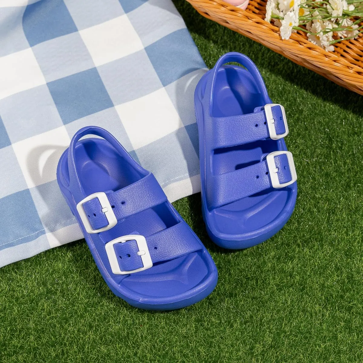 Casazoe Toddler Boys Girls EVA Comfort Lightweight Sandals Breathable Summer Beach Pool Casual Outdoor Shoes Adjustable Strap Open Toe Anti-Slip Quick Dry Shoe(Toddler/Little kids)