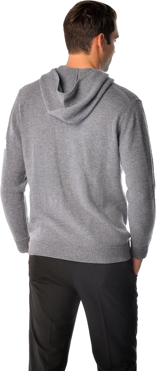Cashmere Boutique 100% Pure Cashmere Hoodie Sweaters for Men – Full Zip, Long Sleeve, and Both Side Front Pockets