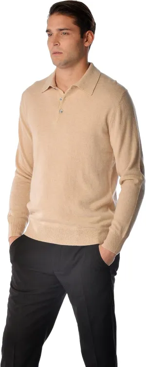 Cashmere Boutique 100% Pure Cashmere Polo Pullover Sweater for Men – Polo Neck, Long Sleeve, Lightweight, Soft & Warm Sweater