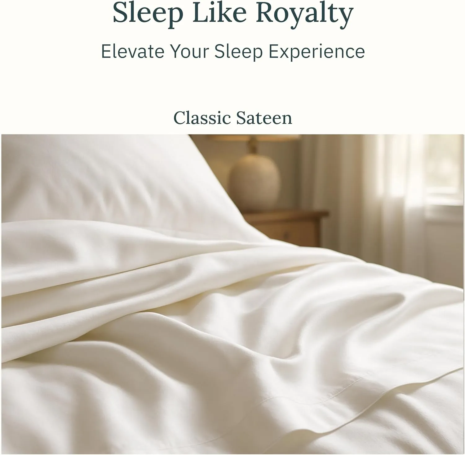 Certified Luxury 100% Egyptian Cotton Bed Sheets, California King Sheets Set, Bedding Sheets & Pillowcases Set with Deep Pocket, Sateen Cooling Sheets for Hot Sleepers, White Sheets Set