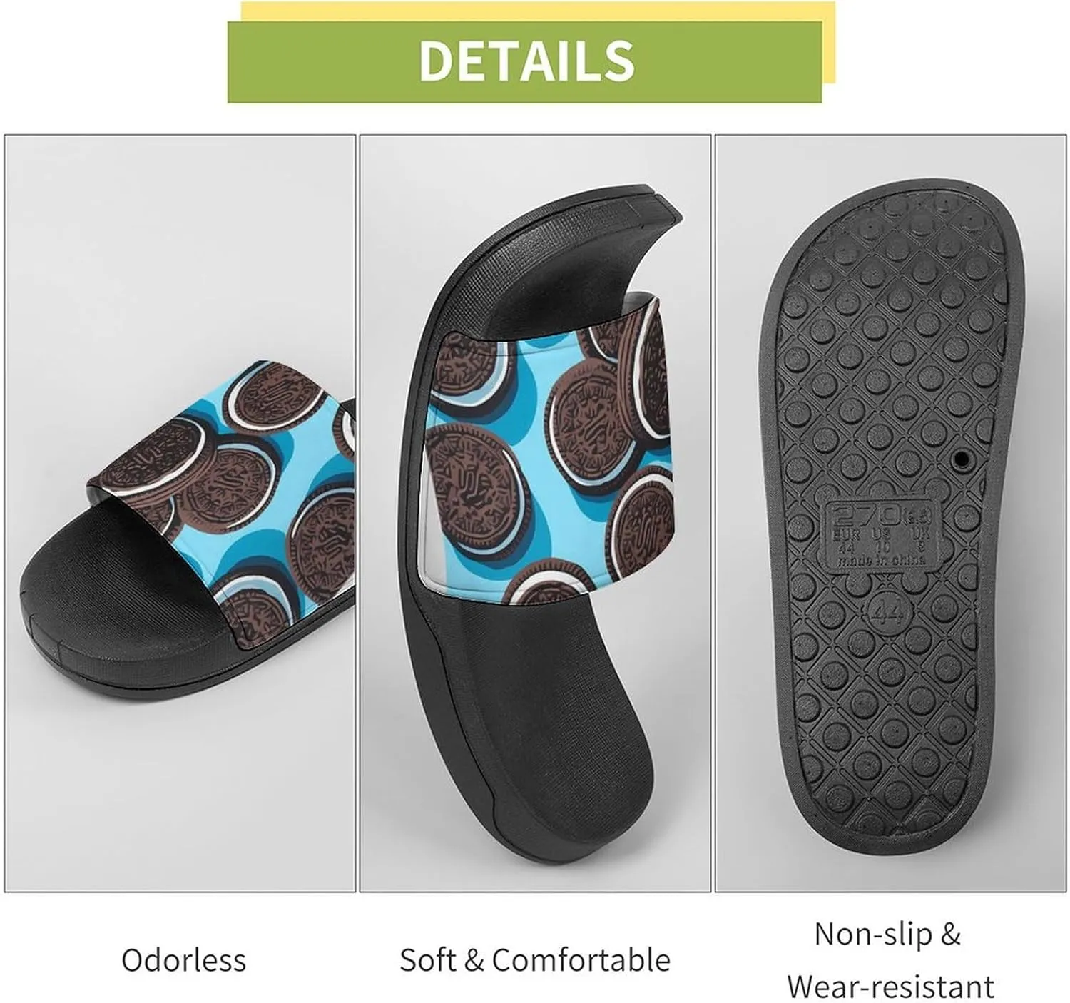Chocolate Biscuit Novelty Slippers Slides Sandals Shower House Home Shoes Non Slip Soft Sole Shoe For Men Women Bathroom