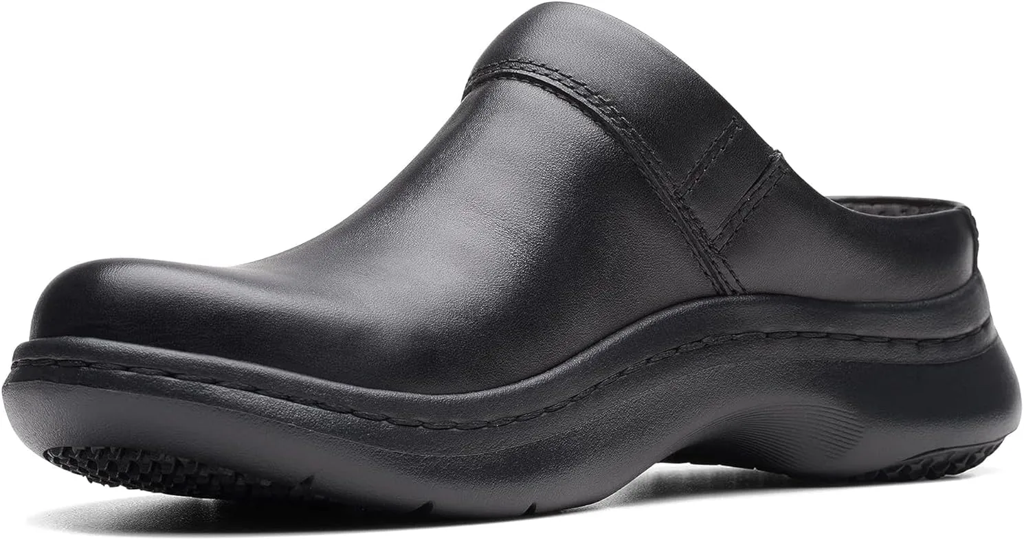 Clarks Unisex ClarksPro Clog Sneaker, Black Leather, 6.5 US Women