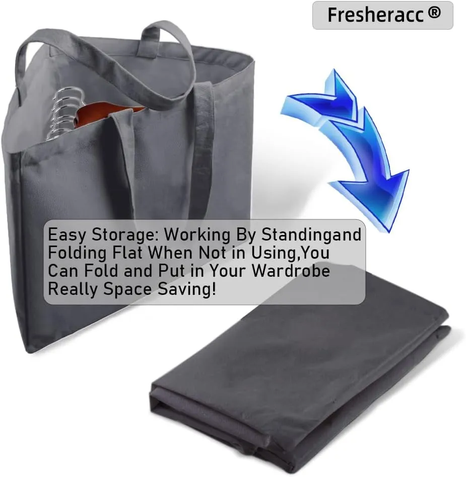 Clothes Hanger Organizer Holder for Space Saving, Fresheracc Hanger Triangle Storage Bag with Handles for Closet Tidier Laundry Rooms Wardrobe Drying Rack, Waterproof Container (Triangle Grey)