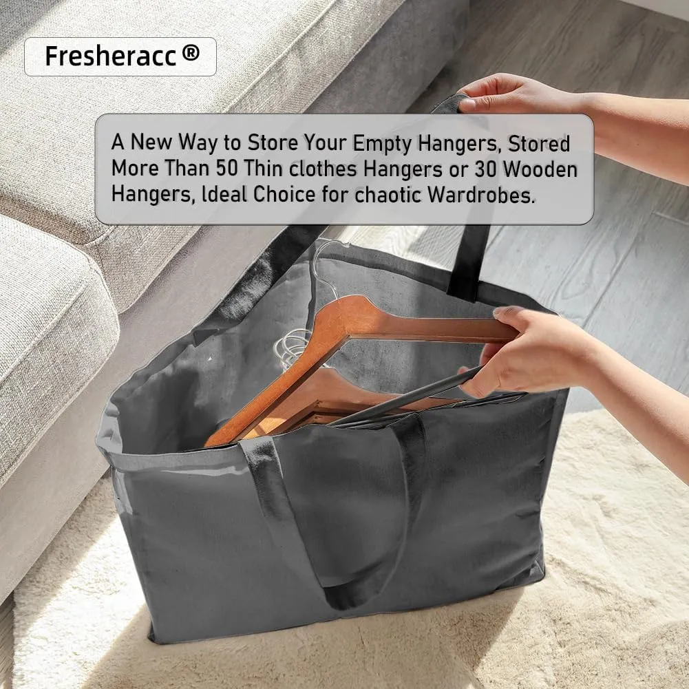 Clothes Hanger Organizer Holder for Space Saving, Fresheracc Hanger Triangle Storage Bag with Handles for Closet Tidier Laundry Rooms Wardrobe Drying Rack, Waterproof Container (Triangle Grey)