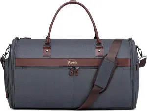 Convertible Garment Duffle Bags for Travel, Carry On Garment Bag for Men Women, with Shoes Compartment, 2 in 1 Travel Suit Bag, Foldable Duffel Bag with Detachable Shoulder Strap-Dark Grey