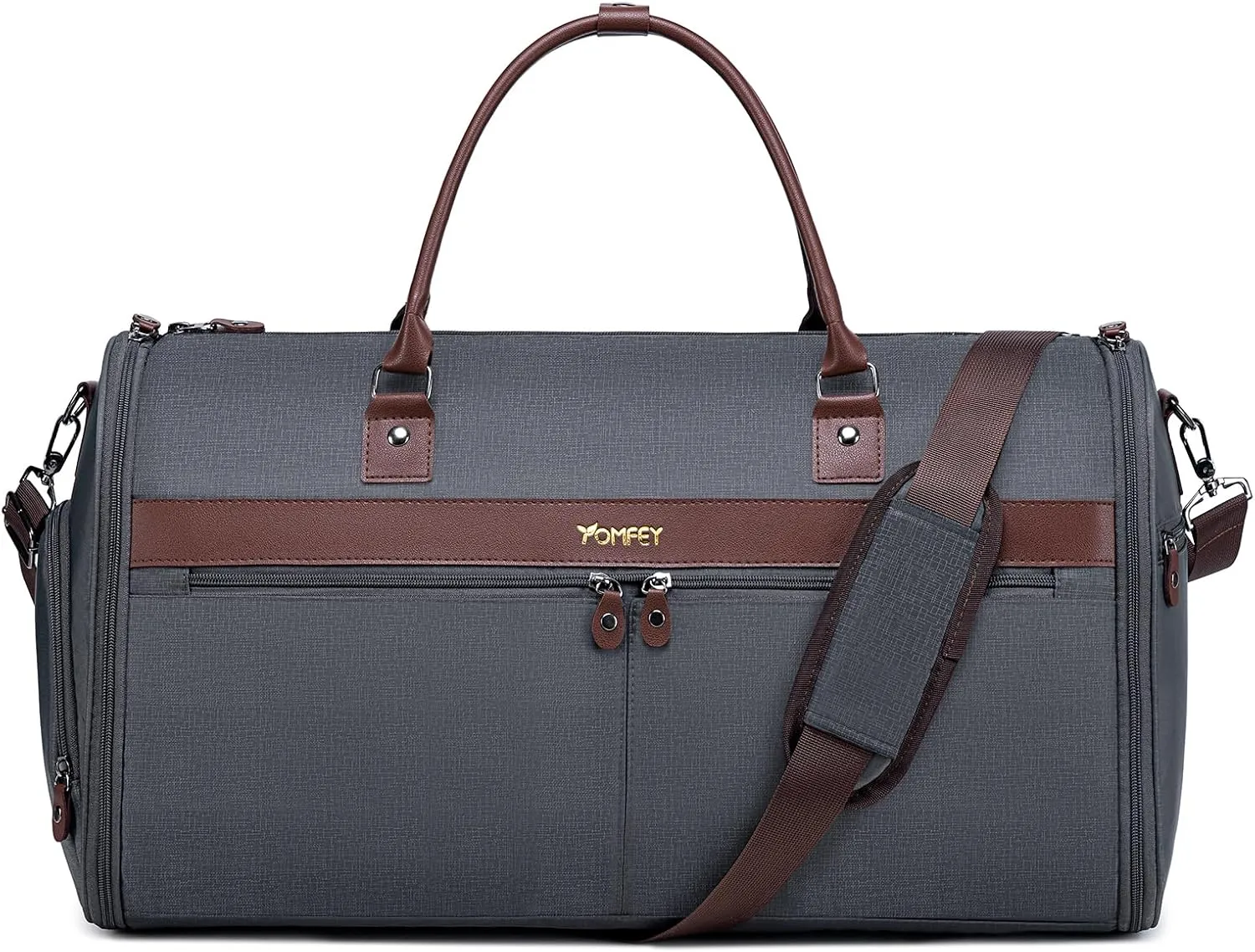 Convertible Garment Duffle Bags for Travel, Carry On Garment Bag for Men Women, with Shoes Compartment, 2 in 1 Travel Suit Bag, Foldable Duffel Bag with Detachable Shoulder Strap-Dark Grey