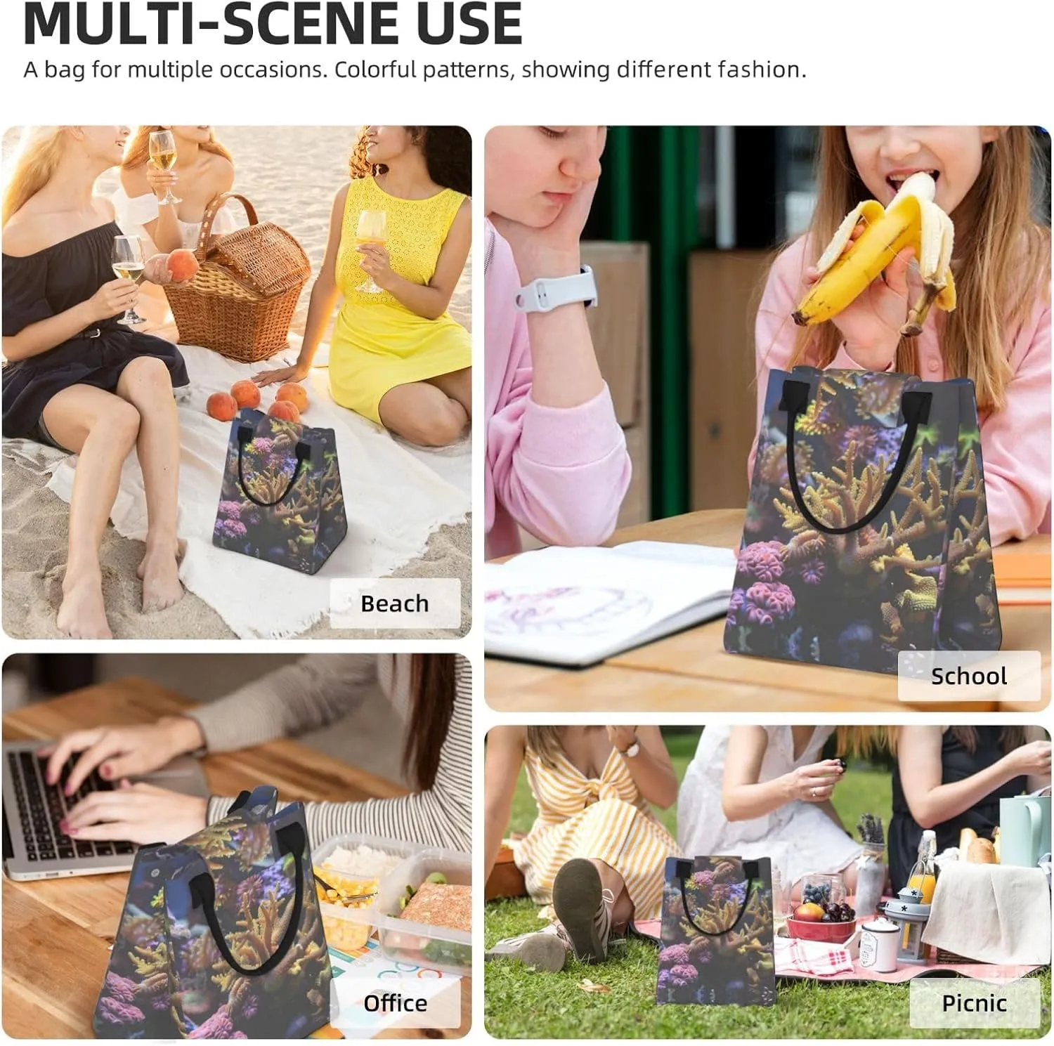 Coral Reef Reusable Paper Bag For Office Workers, Suitable For Picnic, Travel, More
