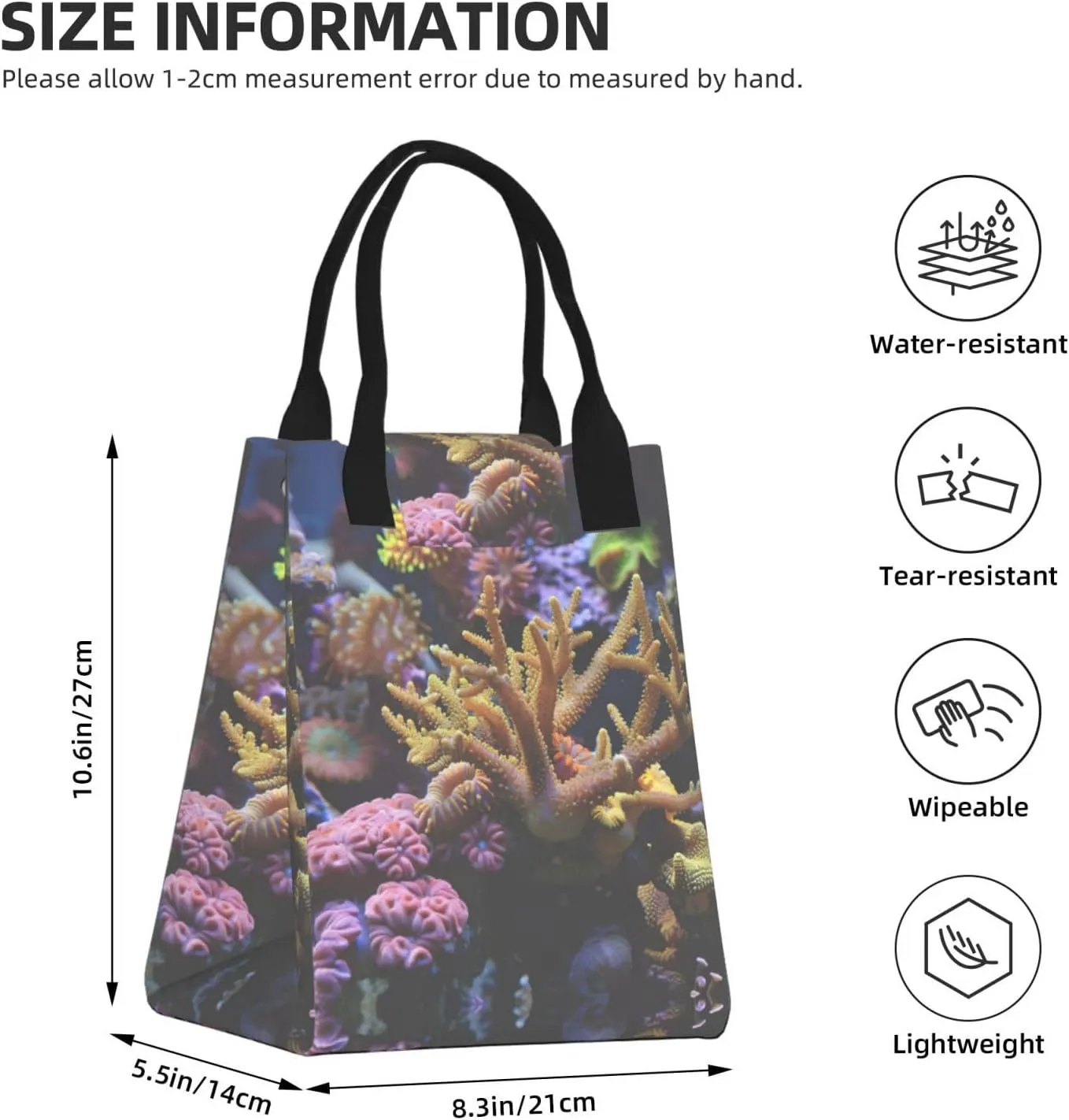 Coral Reef Reusable Paper Bag For Office Workers, Suitable For Picnic, Travel, More