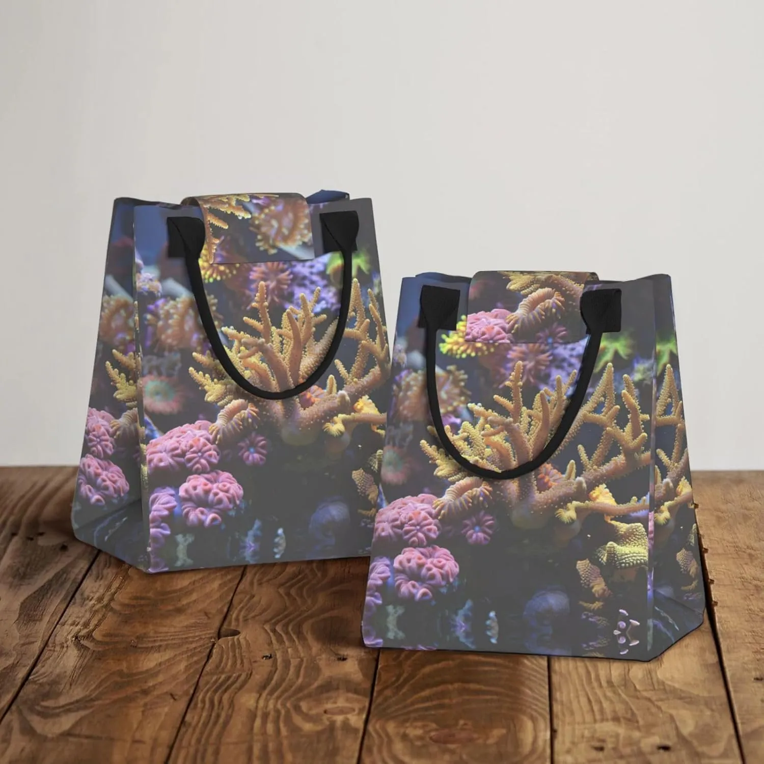 Coral Reef Reusable Paper Bag For Office Workers, Suitable For Picnic, Travel, More