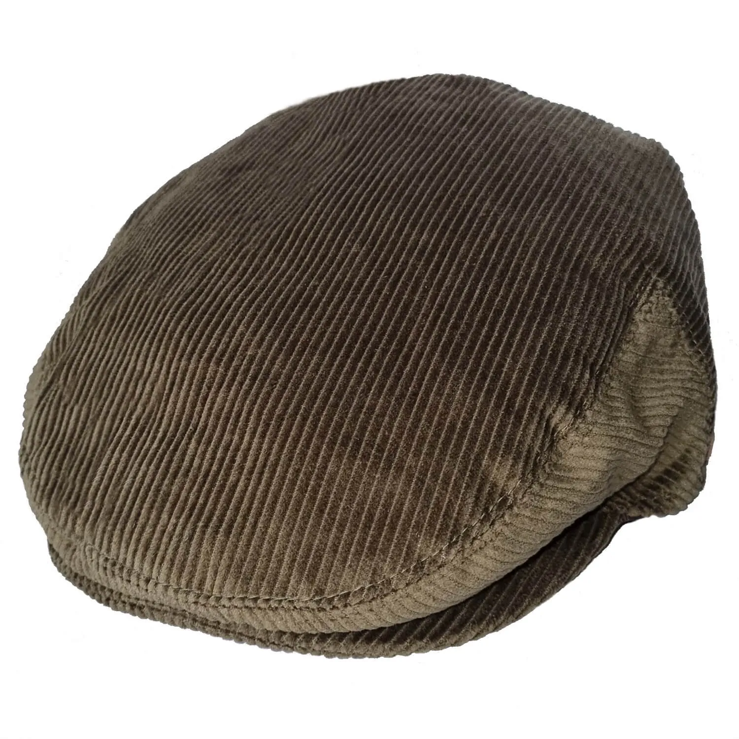 Corduroy Flat Cap Stiff Peaked Black, Olive Green - Major