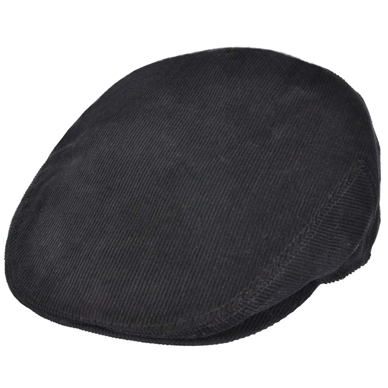 Corduroy Flat Cap Stiff Peaked Black, Olive Green - Major