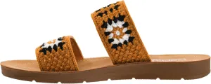 Corkys Footwear Toodles Double Strap Sandal - Featuring Two Colorful Crocheted Straps, A Comfy and Cushioned Insole, Easy and Convenient Slip-On design