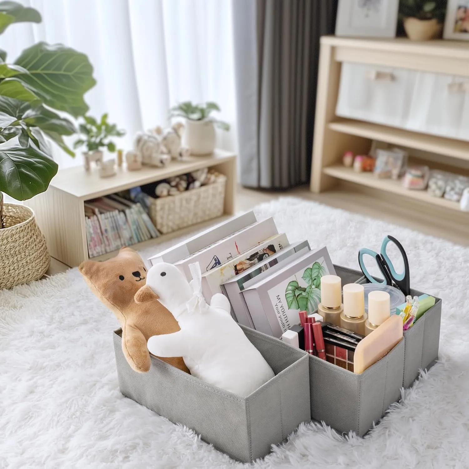 Criusia Drawer Organizer Clothes, 10 Pack Dresser Organizer for Baby Clothes, Underwear, Sock- Foldable Closet Organization and Storage Dividers Bins for Nursery, Bedroom (Grey)