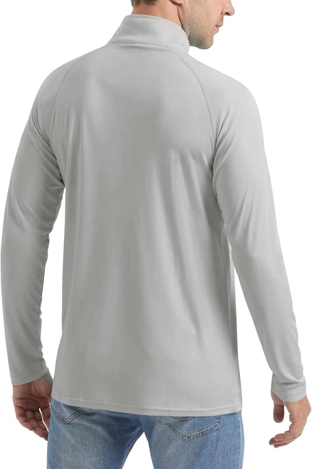 CRYSULLY Men's Long Sleeve 1/4 Zip Shirts Sun Protection Pullover UPF 50  Rash Guard Running Lightweight T Shirt