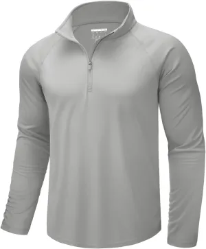 CRYSULLY Men's Long Sleeve 1/4 Zip Shirts Sun Protection Pullover UPF 50  Rash Guard Running Lightweight T Shirt