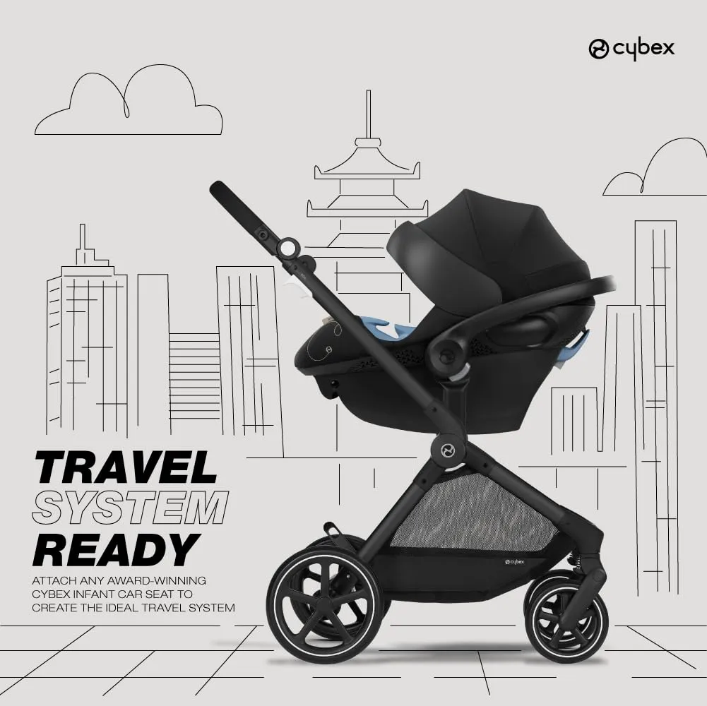 Cybex EOS 5-in-1 Travel System Stroller   Lightweight Aton G Infant Car Seat, Moon Black