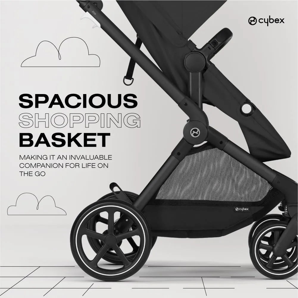 Cybex EOS 5-in-1 Travel System Stroller   Lightweight Aton G Infant Car Seat, Moon Black