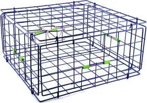 Danielson 24" Fold-Up Pacific Coast Crab Trap | Vinyl-Coated Steel Wire, Foldable, Easy Storage & Transport | 4 Entrance Doors & 2 Escape Rings | Blue