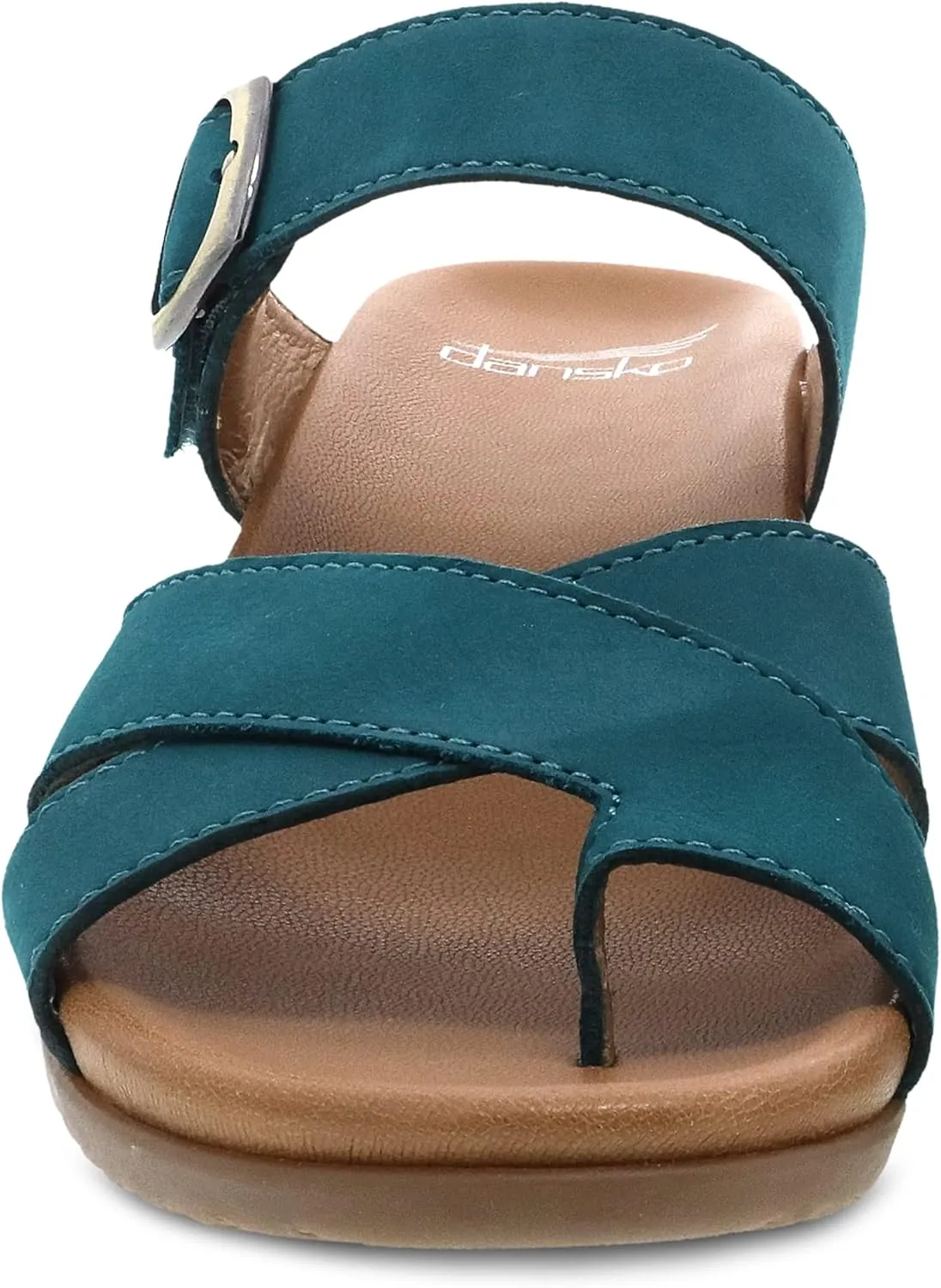 Dansko Aubree Wedge Sandal for Women – Cushioned, Contoured Footbed for All-Day Comfort and Support – Adjustable Hook & Loop Strap with Buckle Detail – Lightweight Rubber Outsole