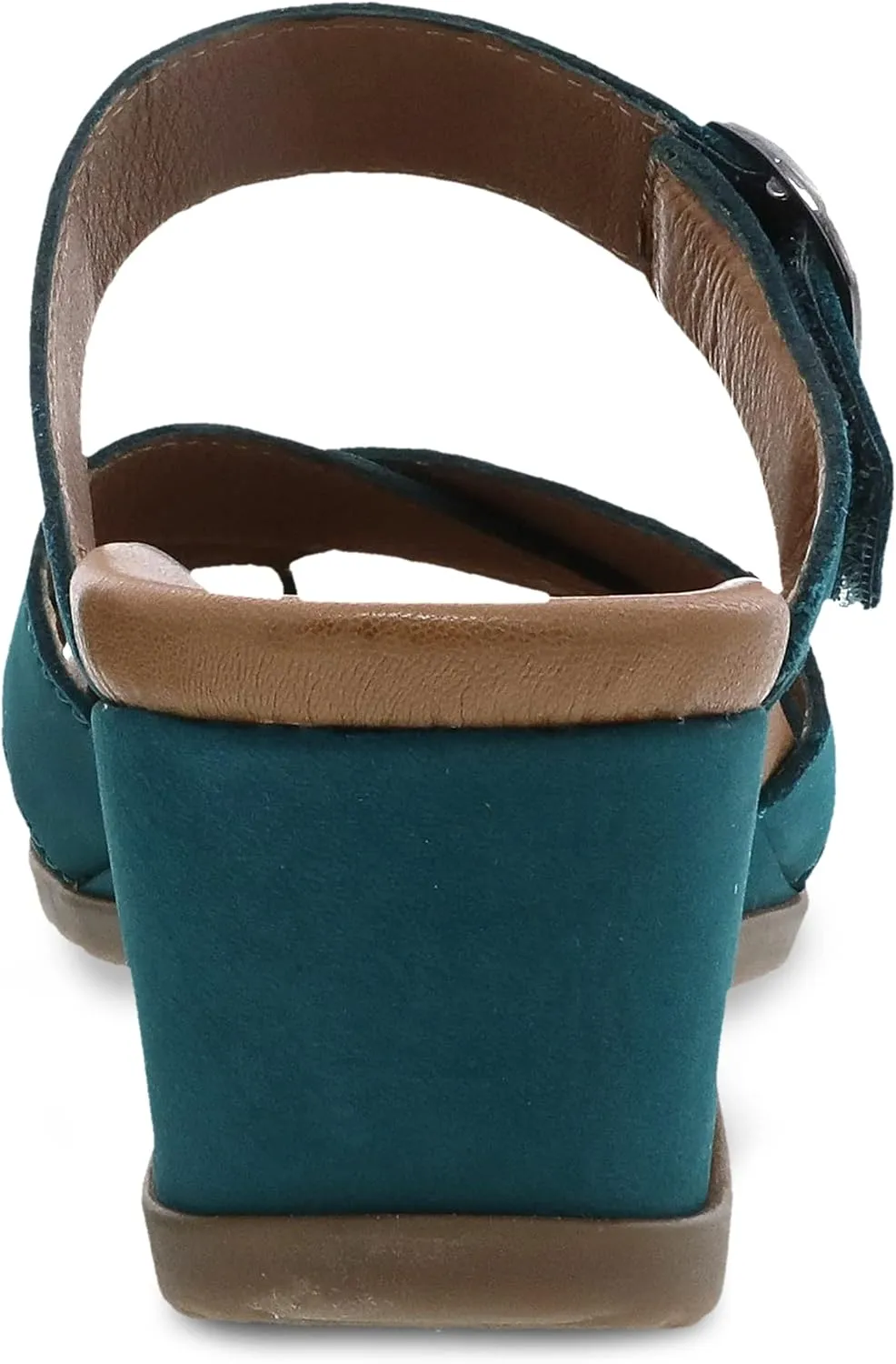Dansko Aubree Wedge Sandal for Women – Cushioned, Contoured Footbed for All-Day Comfort and Support – Adjustable Hook & Loop Strap with Buckle Detail – Lightweight Rubber Outsole